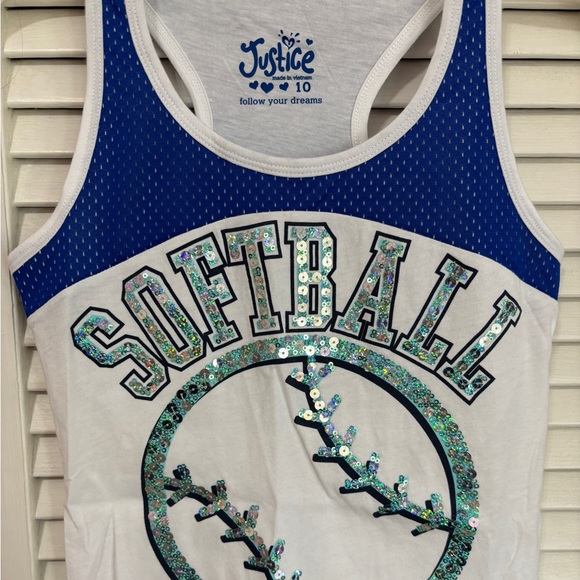 Justice Girls size 10 Softball tank top and softball mesh shorts set - Picture 3 of 15